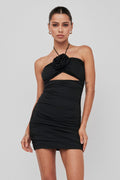 Bellatrix Rose Bust Ruched Mini Dress Black