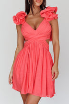 Adagio Lace-Up Back Mini Dress Flamingo