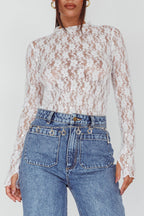 Angel Baby Long Sleeve Lace Top White