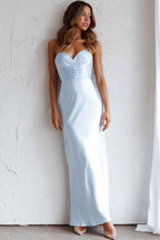 Azara Pintuck Bodice Maxi Dress Steel Blue