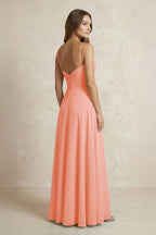 A-Line Cami Strap Chiffon Bridesmaid Dress With Slit in Rosette