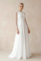 A-Line Chiffon Maxi Wedding Dress Pearl in White
