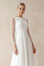 A-Line Chiffon Maxi Wedding Dress Pearl in White