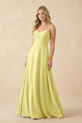 A-Line Chiffon Spaghetti Strap Bridesmaid Dress in Buttercup
