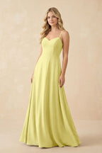 A-Line Chiffon Spaghetti Strap Bridesmaid Dress in Buttercup