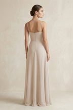 A-Line Chiffon Spaghetti Strap Bridesmaid Dress in Frost