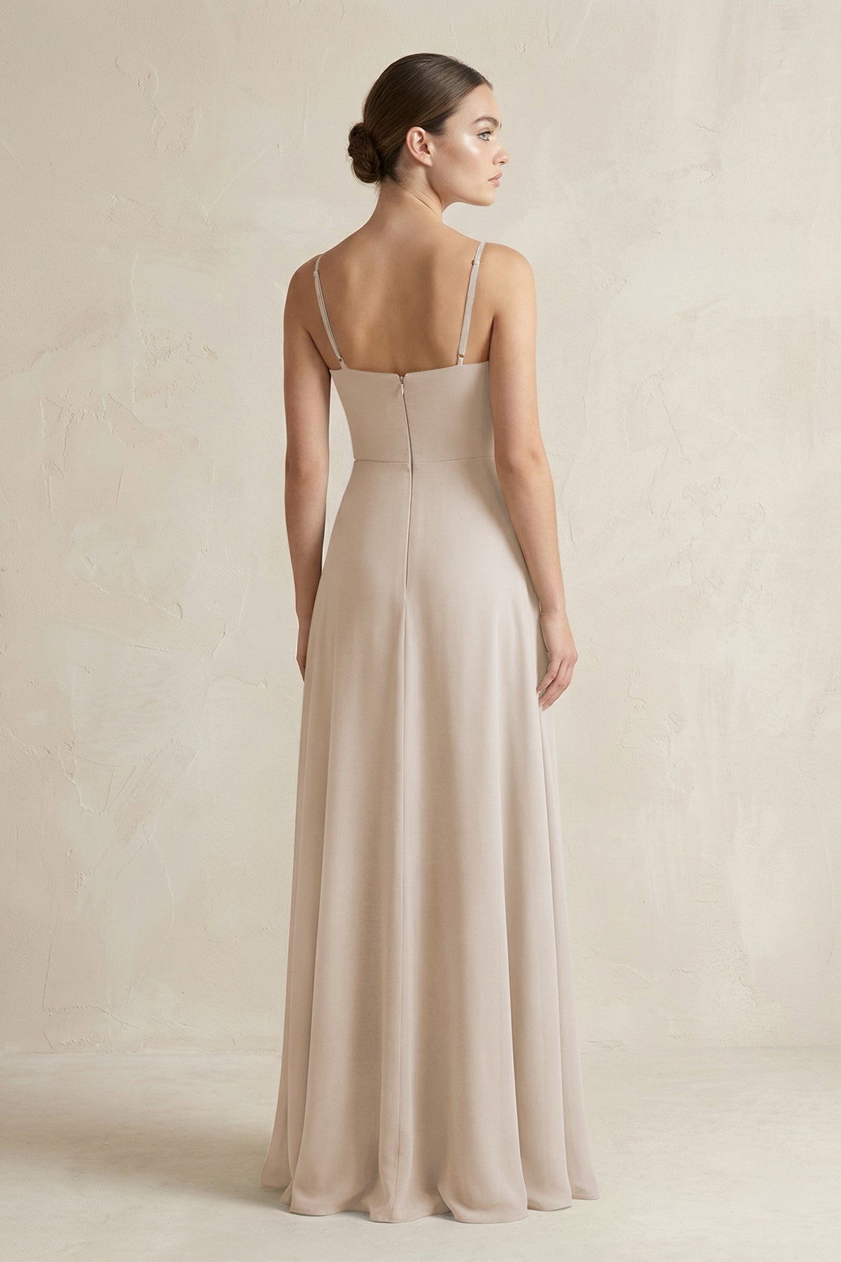 A-Line Chiffon Spaghetti Strap Bridesmaid Dress in Frost