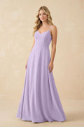A-Line Chiffon Spaghetti Strap Bridesmaid Dress in Lavender