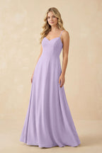 A-Line Chiffon Spaghetti Strap Bridesmaid Dress in Lavender