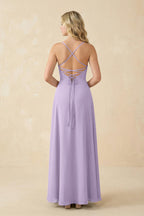 A-Line Chiffon Spaghetti Strap Bridesmaid Dress in Lavender