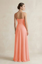 A-Line Chiffon Spaghetti Strap Bridesmaid Dress in Rosette