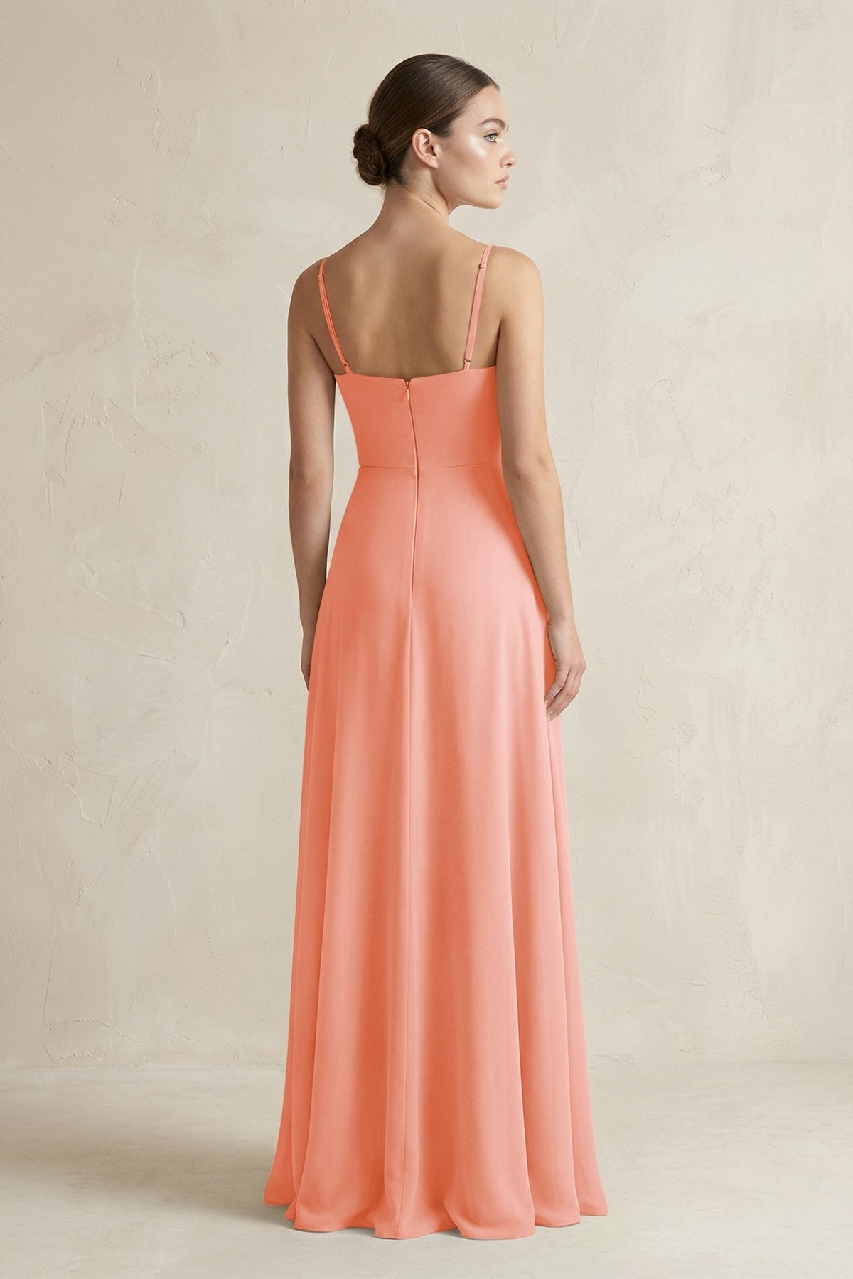 A-Line Chiffon Spaghetti Strap Bridesmaid Dress in Rosette