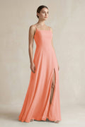 A-Line Chiffon Spaghetti Strap Bridesmaid Dress in Rosette