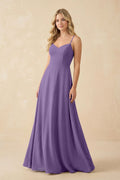 A-Line Chiffon Spaghetti Strap Bridesmaid Dress in Tahiti