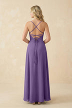 A-Line Chiffon Spaghetti Strap Bridesmaid Dress in Tahiti