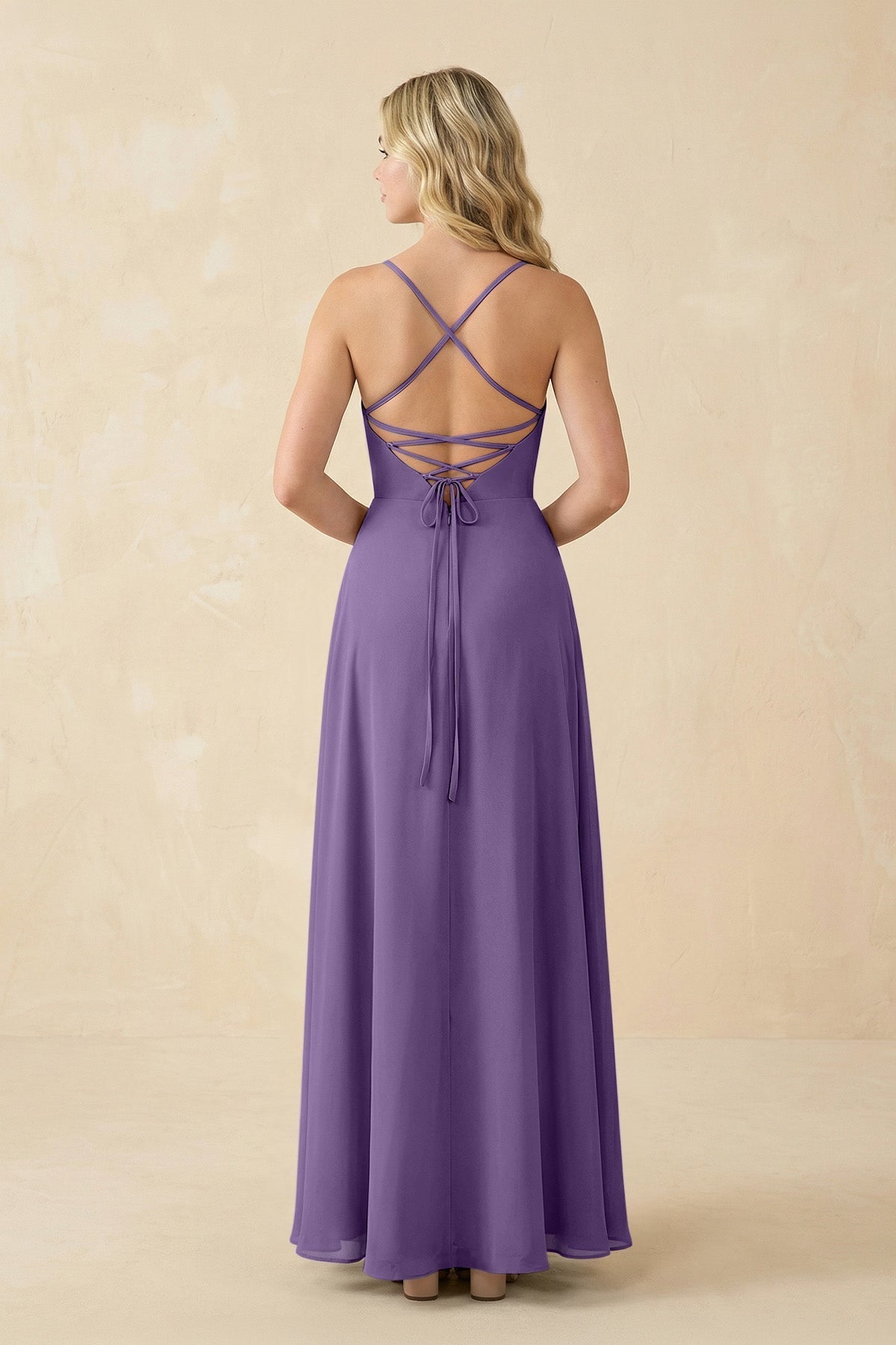 A-Line Chiffon Spaghetti Strap Bridesmaid Dress in Tahiti