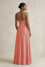 A-Line Halter Chiffon Ruched Bridesmaid Dress in Mulberry