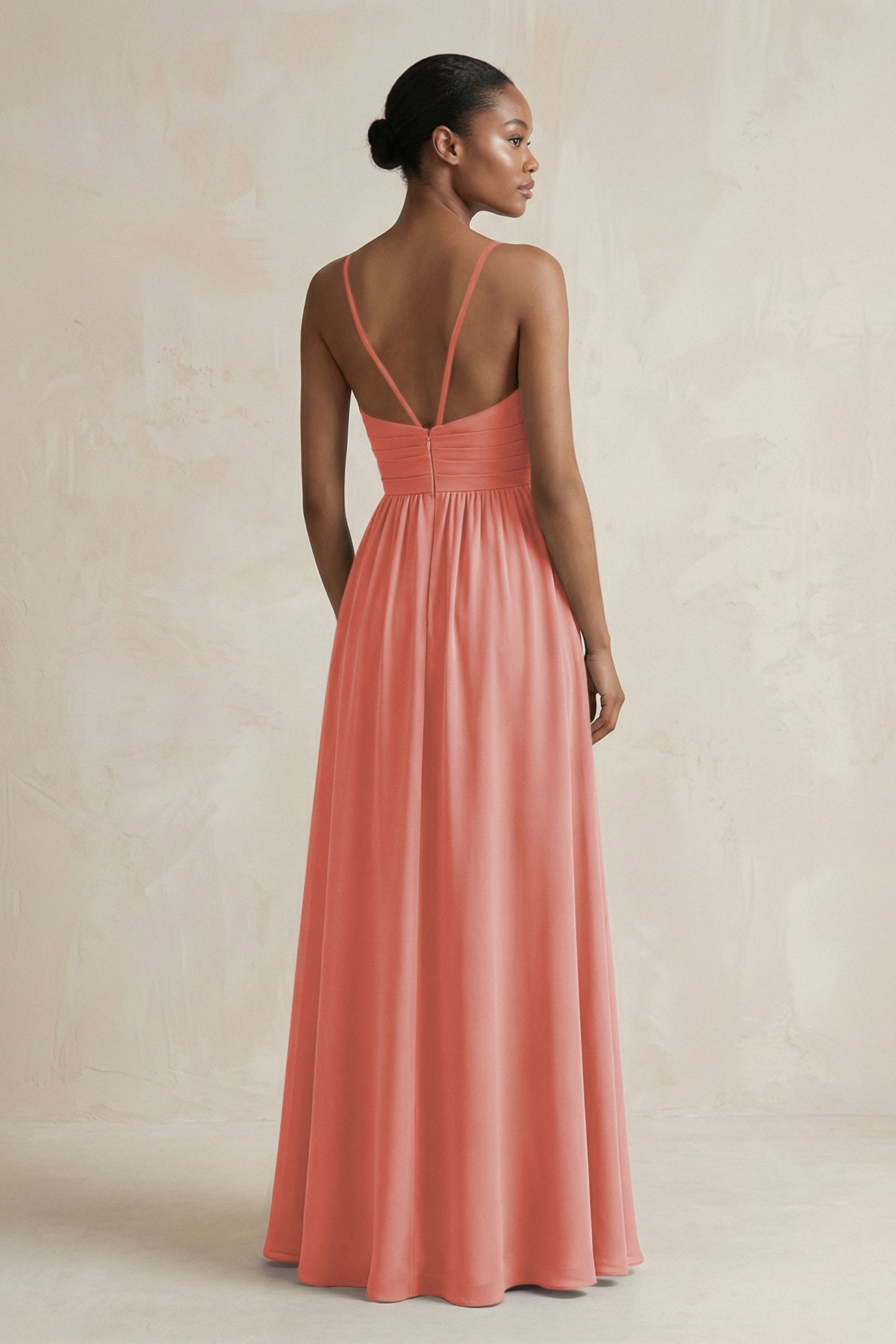 A-Line Halter Chiffon Ruched Bridesmaid Dress in Mulberry