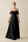 A-Line Off-the-Shoulder Chiffon Bridesmaid Dress in Black