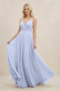 A-Line Spaghetti Strap Chiffon Bridesmaid Dress in Ice