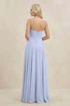 A-Line Spaghetti Strap Chiffon Bridesmaid Dress in Ice