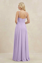 A-Line Spaghetti Strap Chiffon Bridesmaid Dress in Lavender