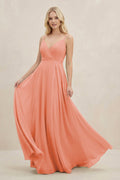 A-Line Spaghetti Strap Chiffon Bridesmaid Dress in Rosette