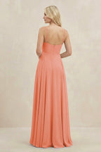 A-Line Spaghetti Strap Chiffon Bridesmaid Dress in Rosette