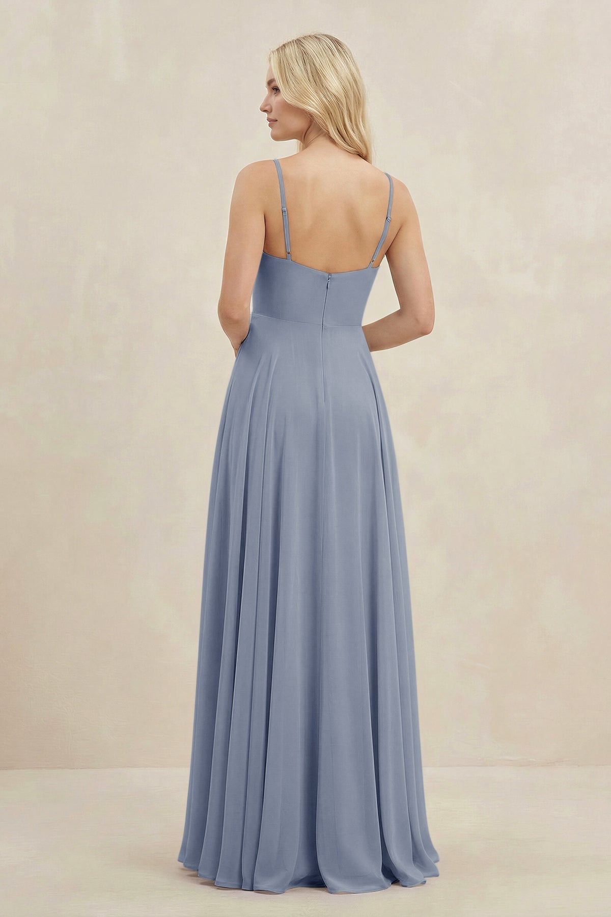 A-Line Spaghetti Strap Chiffon Bridesmaid Dress in Twilight
