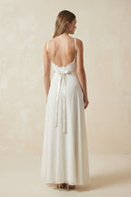 A-Line Spaghetti-Straps Chiffon Wedding Dress With Appliques in White