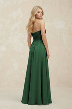 A-Line Sweetheart Pleated Chiffon Bridesmaid Dress in Dark Green