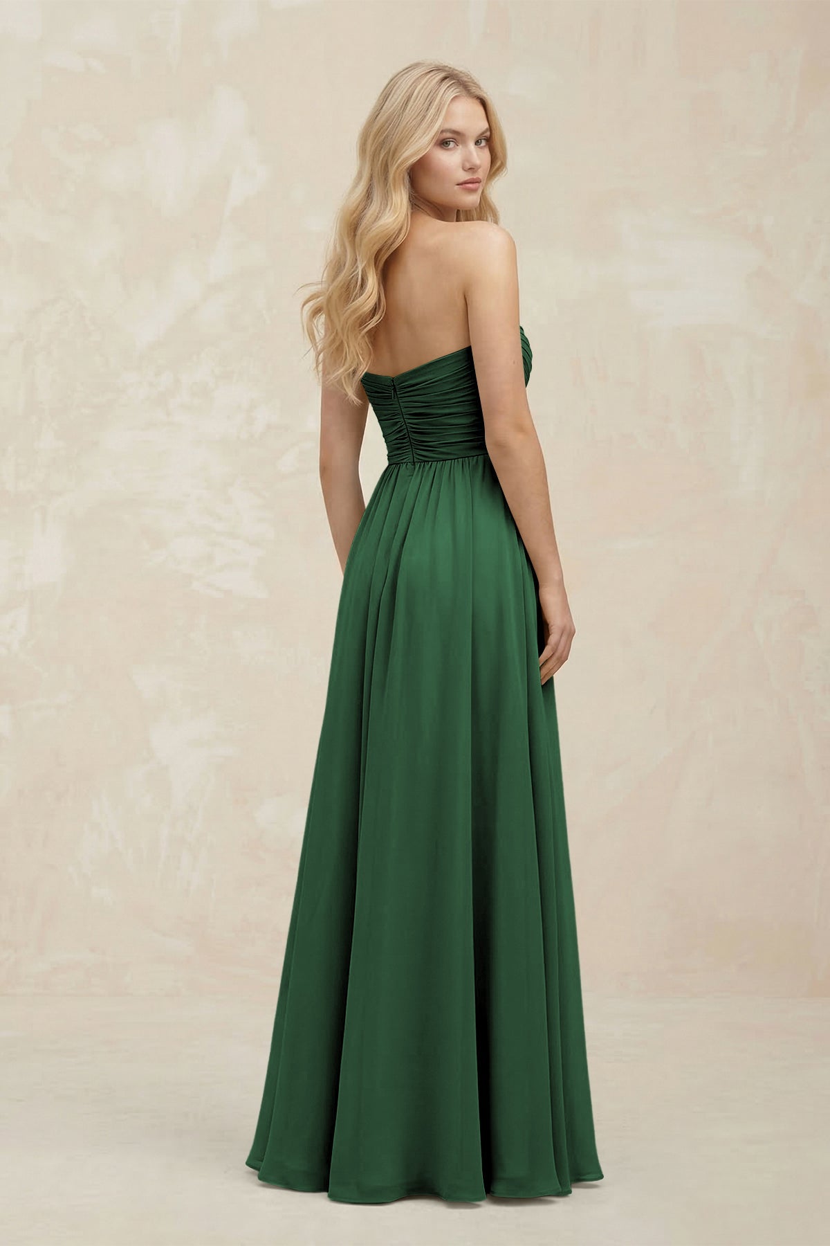 A-Line Sweetheart Pleated Chiffon Bridesmaid Dress in Dark Green