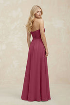 A-Line Sweetheart Pleated Chiffon Bridesmaid Dress in Desert Rose