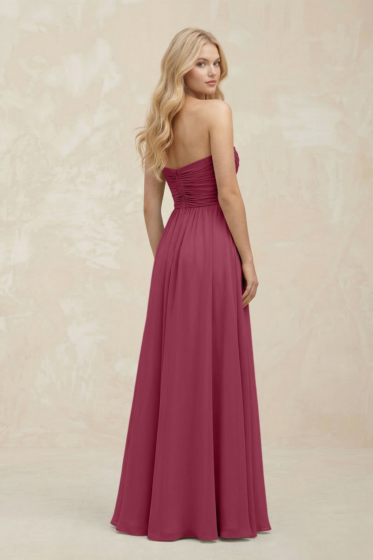 A-Line Sweetheart Pleated Chiffon Bridesmaid Dress in Desert Rose