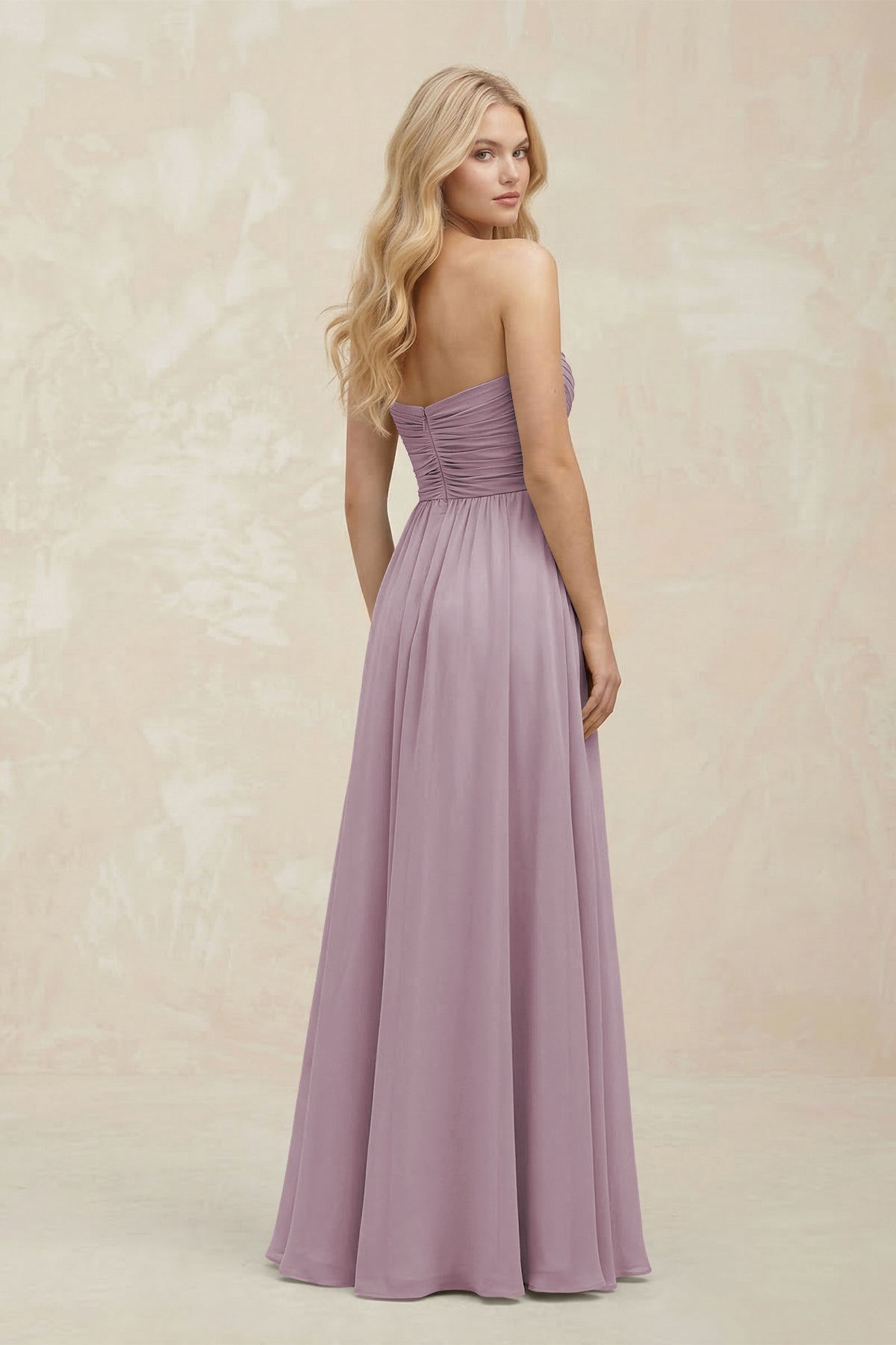 A-Line Sweetheart Pleated Chiffon Bridesmaid Dress in Dusk