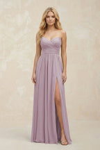 A-Line Sweetheart Pleated Chiffon Bridesmaid Dress in Dusk