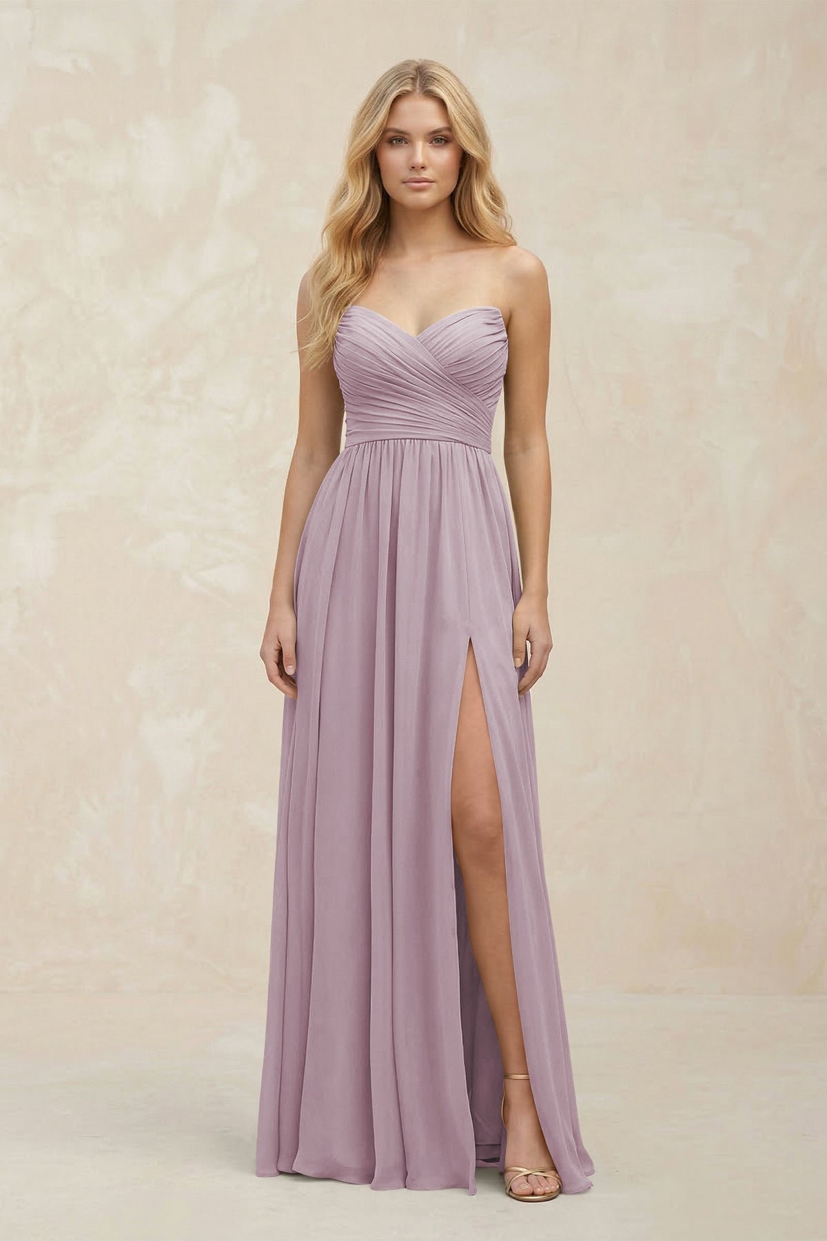 A-Line Sweetheart Pleated Chiffon Bridesmaid Dress in Dusk