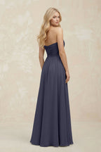 A-Line Sweetheart Pleated Chiffon Bridesmaid Dress in Dusk Blue