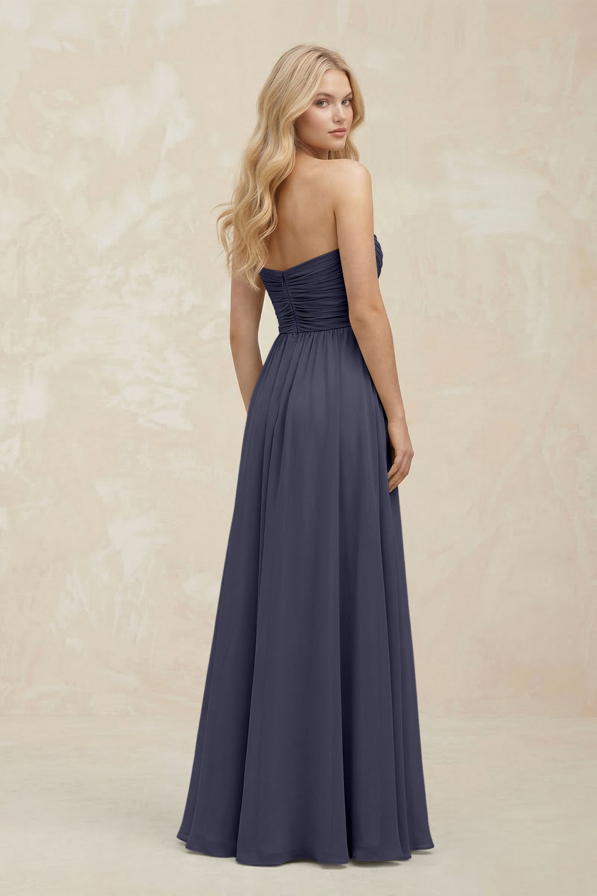 A-Line Sweetheart Pleated Chiffon Bridesmaid Dress in Dusk Blue