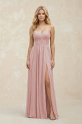 A-Line Sweetheart Pleated Chiffon Bridesmaid Dress in Dusty Rose