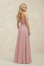 A-Line Sweetheart Pleated Chiffon Bridesmaid Dress in Dusty Rose