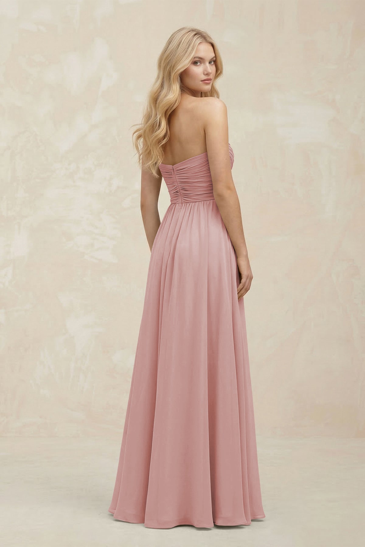 A-Line Sweetheart Pleated Chiffon Bridesmaid Dress in Dusty Rose