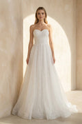 A Line Sweetheart Tulle Wedding Dress in White