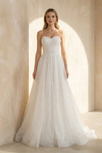 A Line Sweetheart Tulle Wedding Dress in White