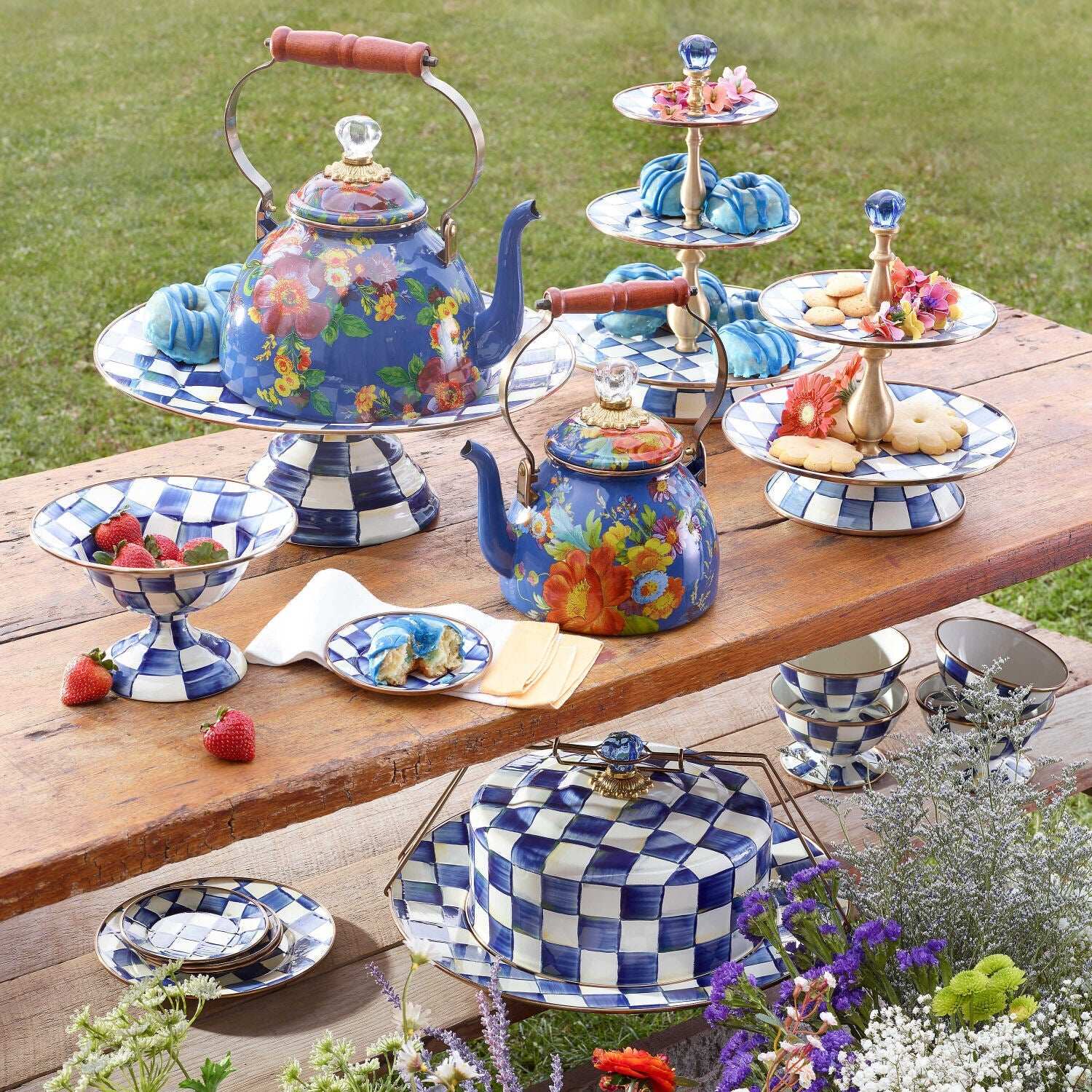 Royal Check Enamel Compote - Small