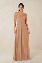 A-Line Off-the-Shoulder Chiffon Bridesmaid Dress in Bronzer