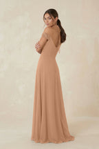 A-Line Off-the-Shoulder Chiffon Bridesmaid Dress in Bronzer