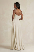 A-Line Spaghetti Straps Chiffon Bridesmaid Dress in Dove Gray