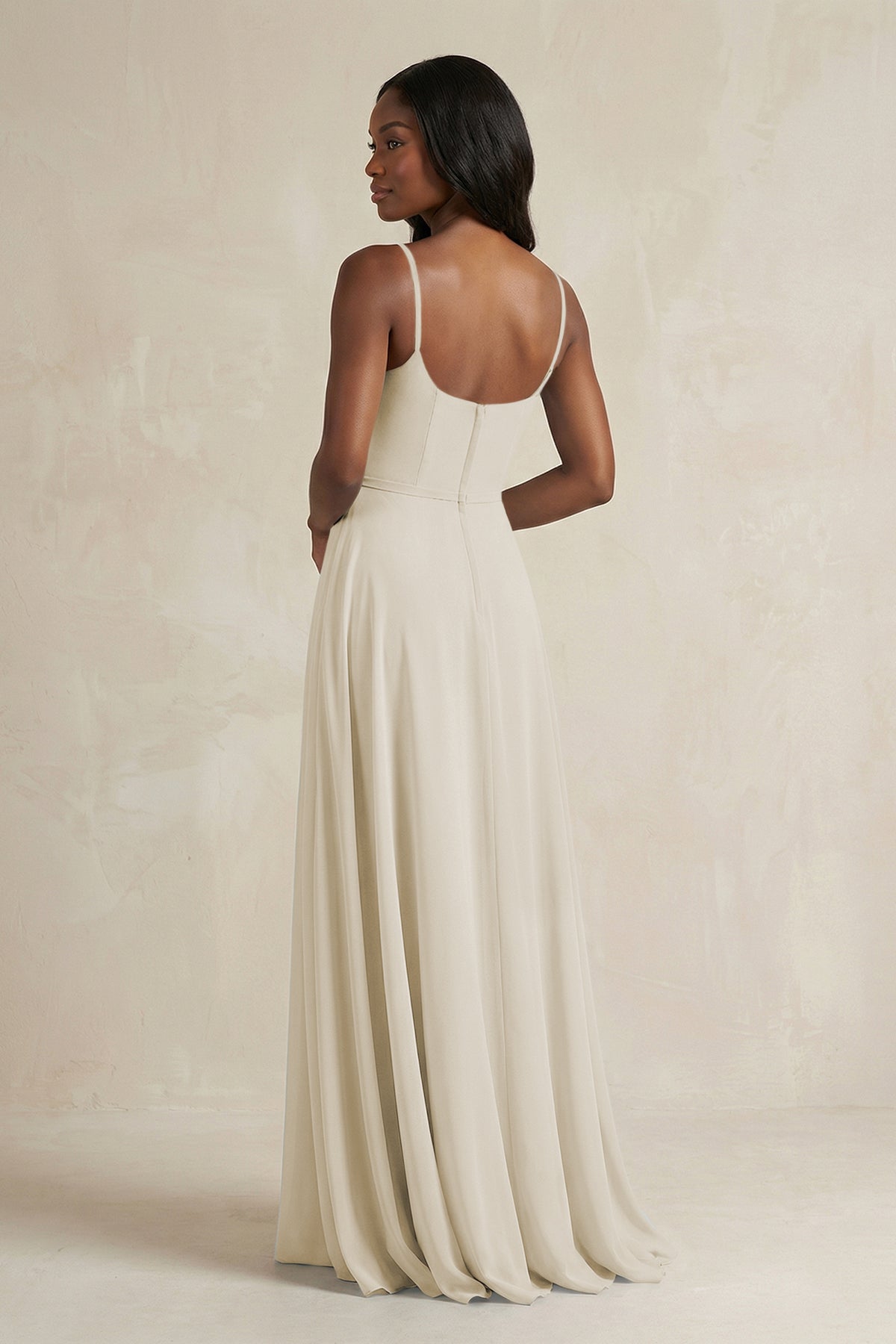 A-Line Spaghetti Straps Chiffon Bridesmaid Dress in Dove Gray