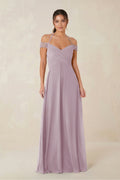 A-Line Off-the-Shoulder Chiffon Bridesmaid Dress in Dusk
